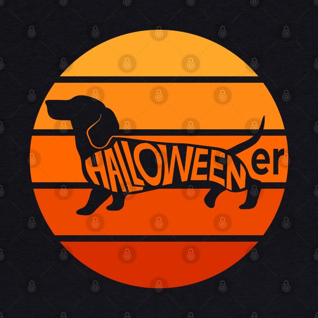 Dachshund Halloween Vintage Retro Sillhouette by Midlife50